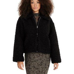 UGG Women’s Maeve Sherpa Black Cropped Teddy Jacket